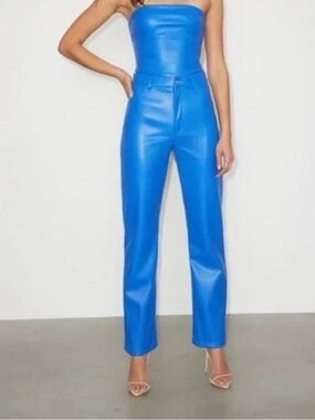 Dynamite Faux Leather Blue Pants